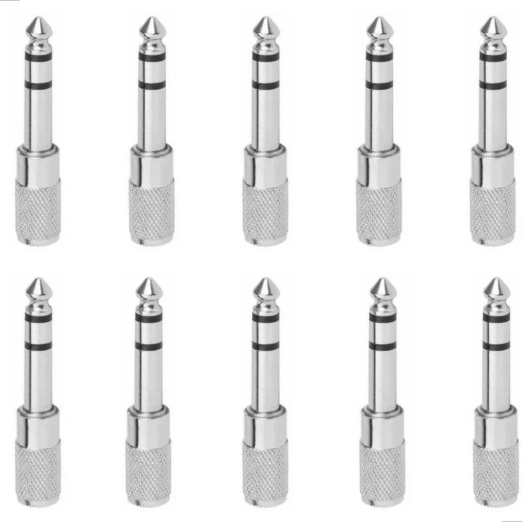 Kit 10 Plug Adaptador P2 Femea X P10 Macho Stereo Metal