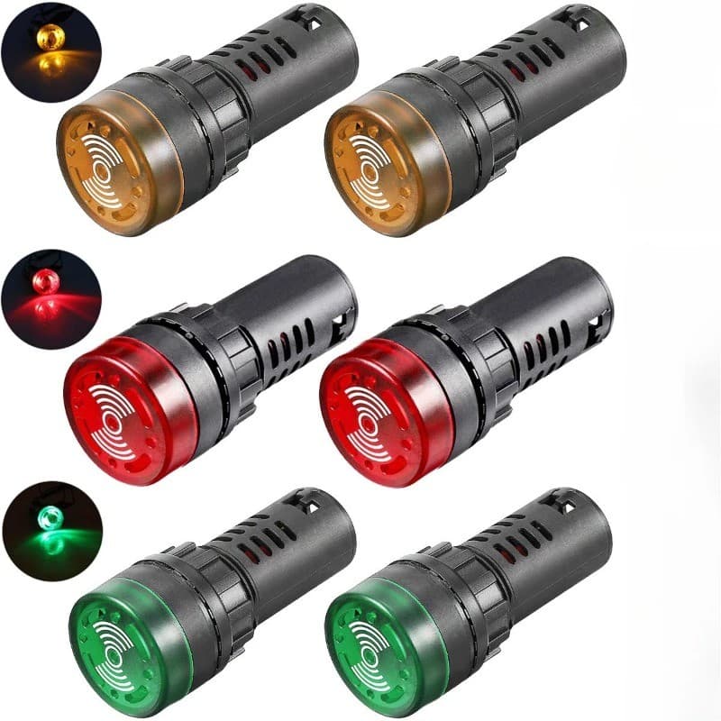1pc 22mm AC/DC 12V 24V 110V 220V Vermelho Verde Amarelo LED Buzzer Flash Alarme Sinal Luz Indicadora AD16-22SM