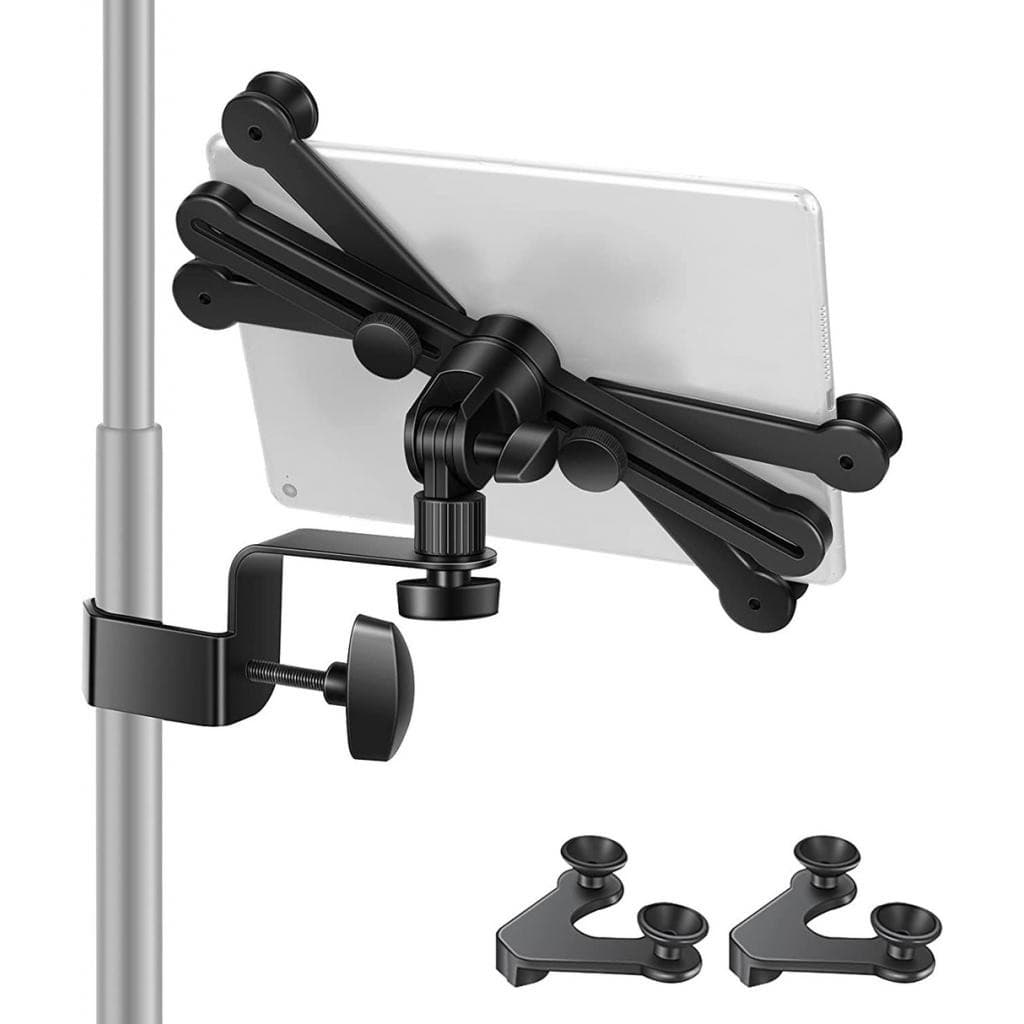 Suporte, Clamp p/ Fixar Tablet (7" a 14 ") Ipad Pro, Samsung Galaxy Tab/Smartphone Iphone em Pedestal Tripé p/ Microfone
