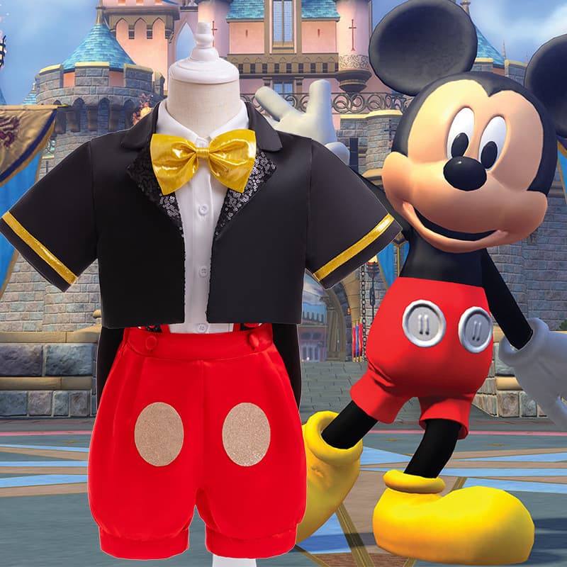 Fantasia de Cosplay do Mickey Mouse para Crianças, Fantasia de Halloween, Conjunto de 3 Peças