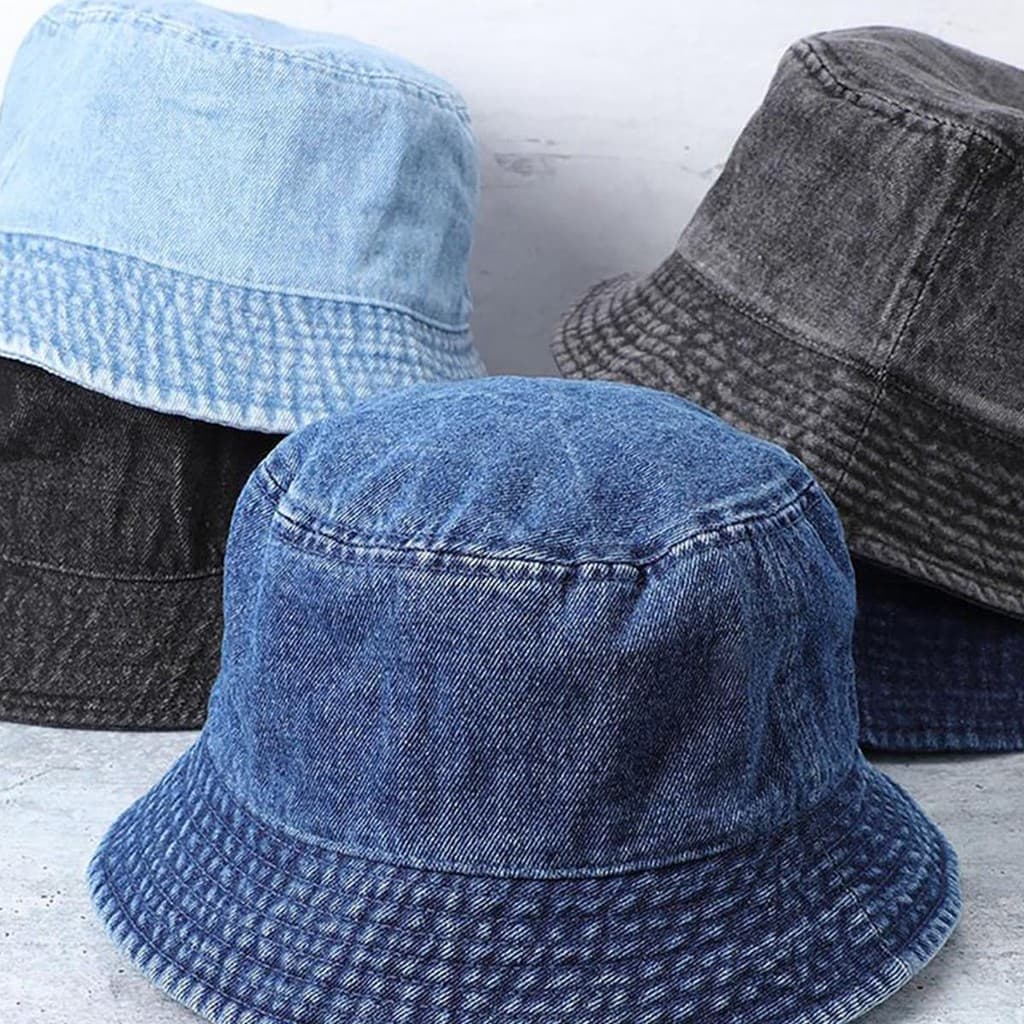 Chapéu Jeans Regulagem Bucket Adulto Unissex Pescador Proteção Solar Moda