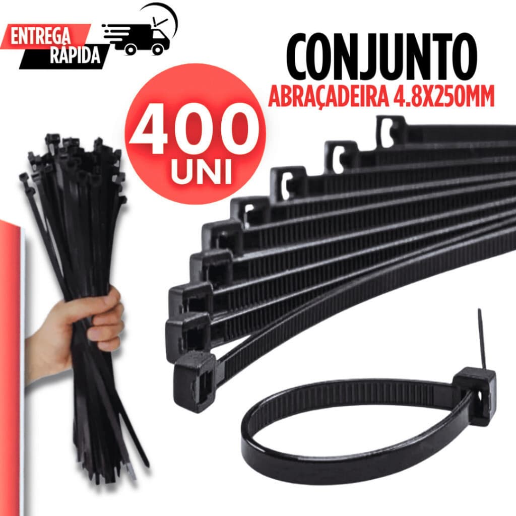 Combo Especial Kit 400 Abraçadeiras Pretas Enforca Gato 250mm x 4,8mm Utilidades Utilidades