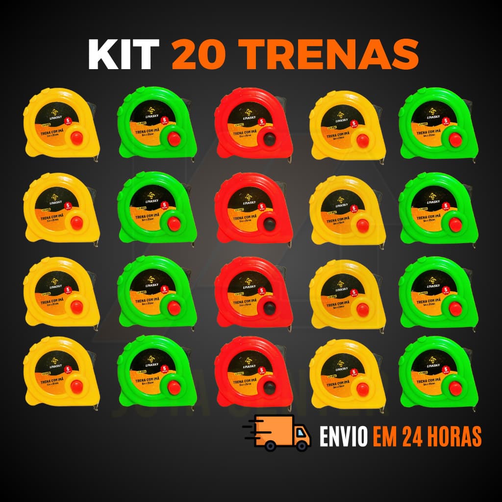 Kit Trena Métrica 5 Metros Profissional Com Trava Fita de Aço