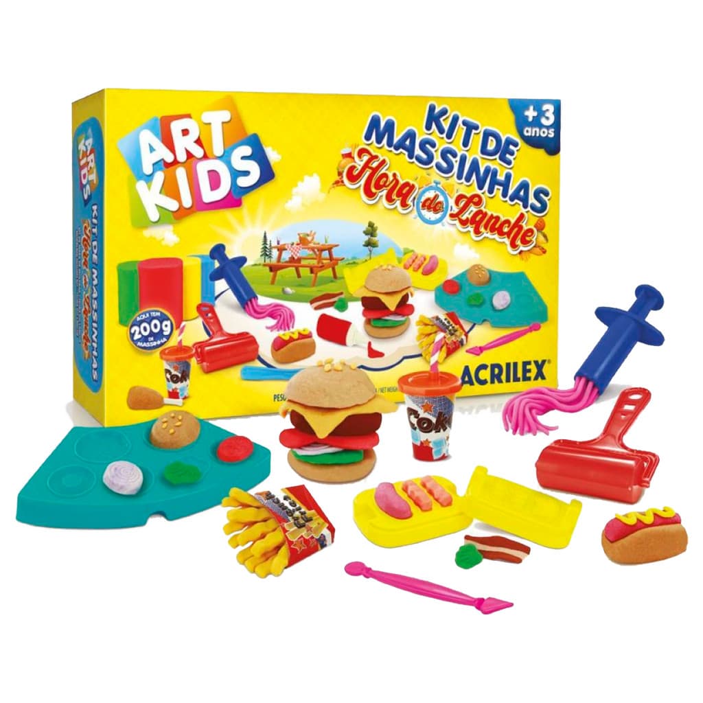 Massa De Modelar Acrilex Kit Hora Do Lanche 200g 14 Peças Ref: 40070