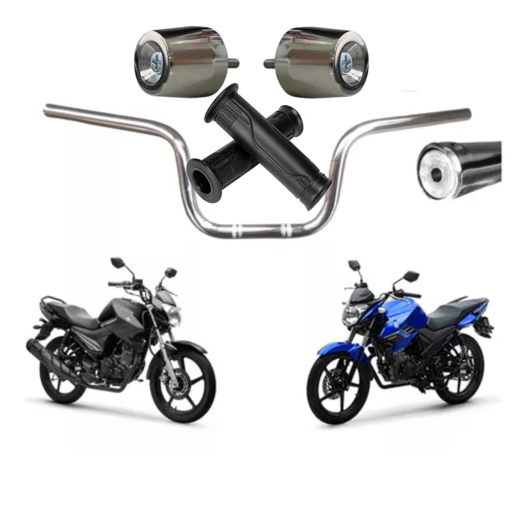 Guidão Mais Pezinho Com Manopla Factor 125 Fazer 150 Yamaha Manini Moto