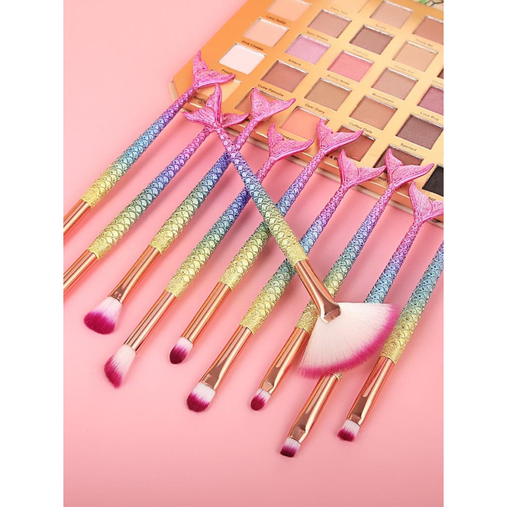 Sereia Kit 10 Pincel Sereia de Maquiagem Para Sombra Blush Contorno Pó Sombra S29