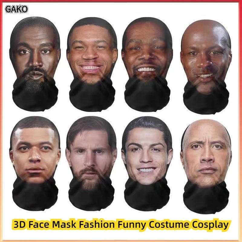 3D Máscara Facial Moda Engraçado Traje Cosplay Chapelaria Rapper Celebridade Balaclava Capacete Forro Cachecol Esportes