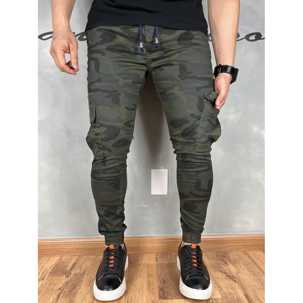 Calça Masculina Jogger Cargo Camuflada 2% Lycra