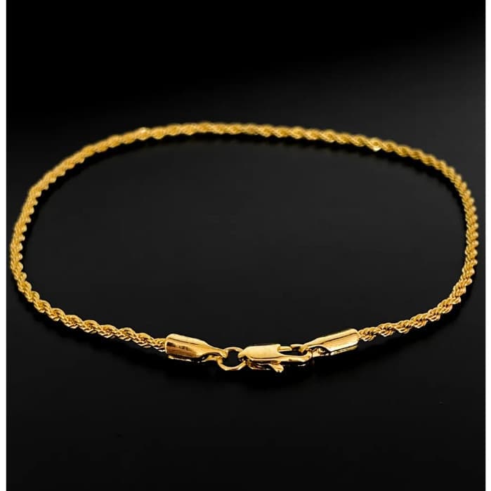 Pulseira Prata/Dourada em aço inox baiana 2mm 20cm Premium