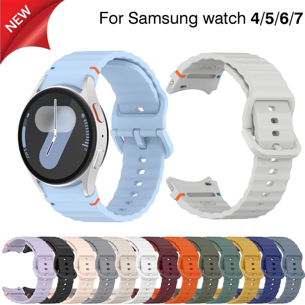 Pulseira De Silicone Macio Para Samsung galaxy Watch 7 6 5 4 FE Watch7/5 Pro Watch6/4 Clássico 42mm 46mm 40mm
