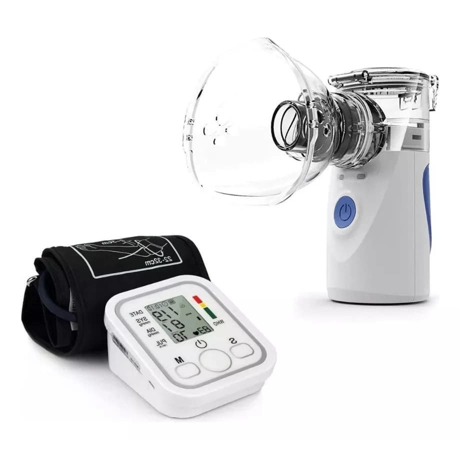 Kit Medidor De Pressão Arterial + Nebulizador Inalador Portatíl