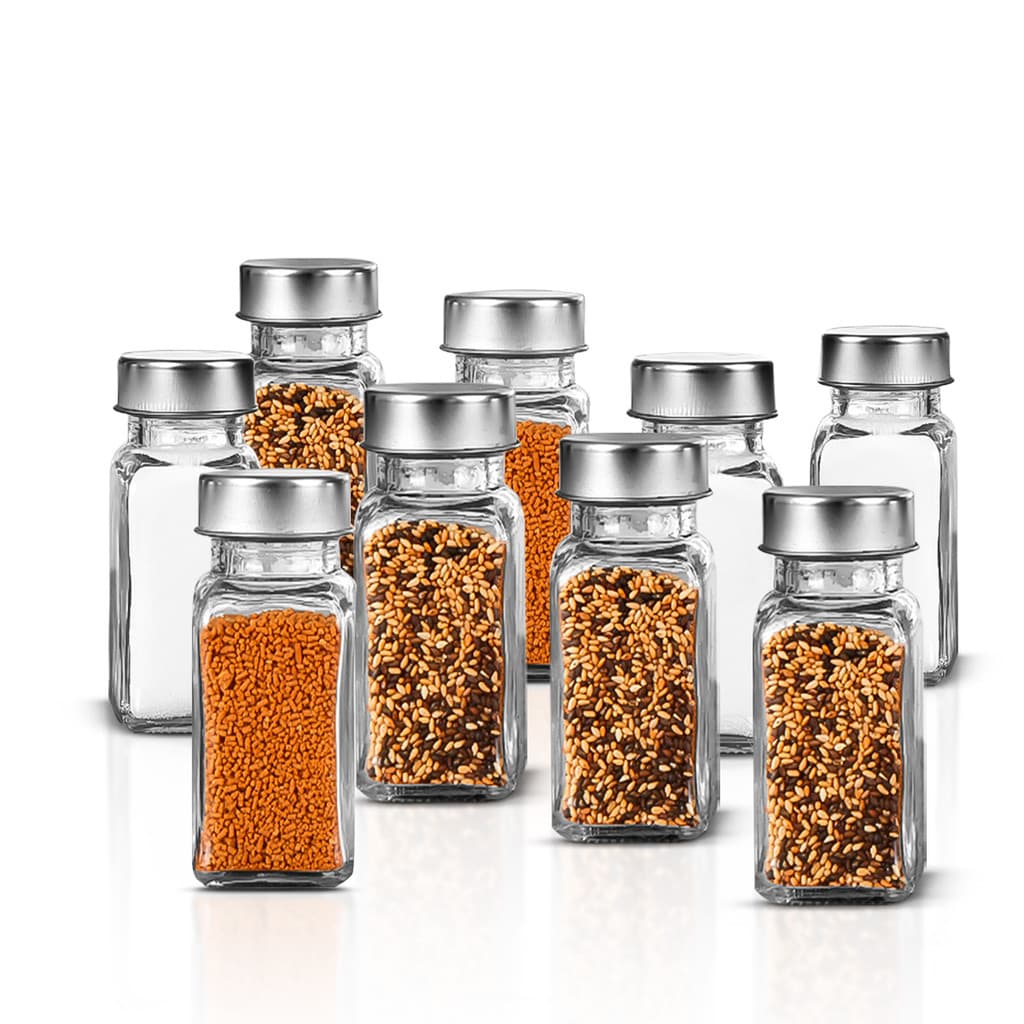 Kit 12 Pote Temperos vidro inox cozinha condimento dosador porta saleiro pimenteiro 120Ml