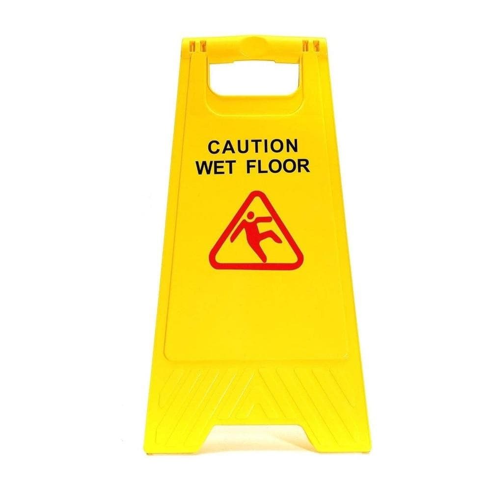 Placa Sinalização Amarela Segurança Piso Molhado Escorregadio Wet Floor Grande Dobrável