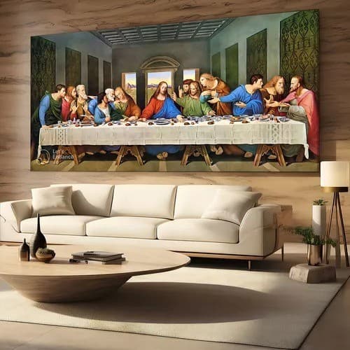Quadro Sala Santa Ceia Religioso Jesus Decorativo 160x90 Cor