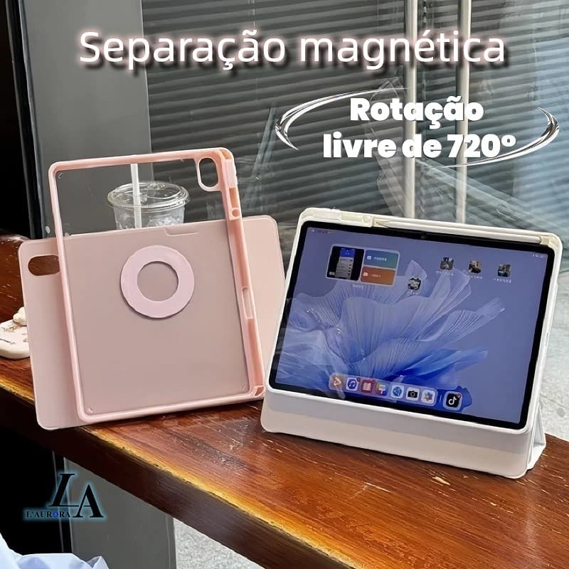 Capa Compatível com Magnética com Bandeja para iPad Air M2/M3 Ângulos, Antirrisco, Design Ultra Slim