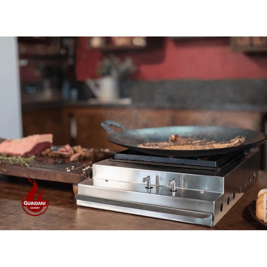 BIFETEIRA SOBREPOR 320 QUEIM DUPLO INDL INOX 304 ESCOVADO - GUINDANI