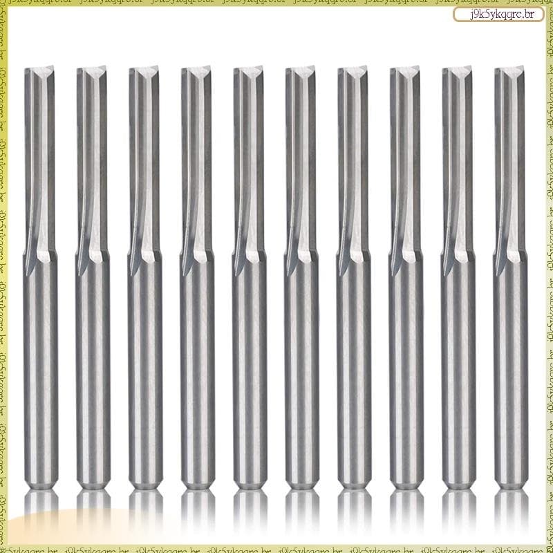 [Lan] 10 Unidades De Brocas De Roteador Cnc De 2 Flautas 3.175 Mm Ranhura Reta Fresa De Aço De Tungstênio Para Madeira E
