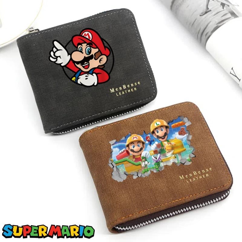 Carteira Mario Cartoon De Armazenamento Multifuncional De Alta Qualidade Com Zíper E Cartões Bancários Integrados , Moed