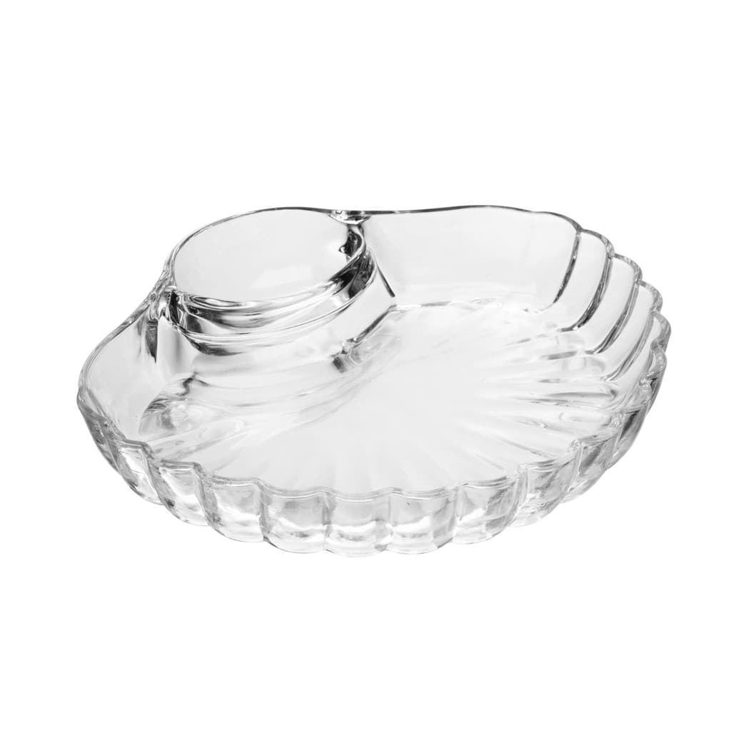 Petisqueira vidro com Divisória para Molho Shell 21,5x19,5x3,5cm Wolff
