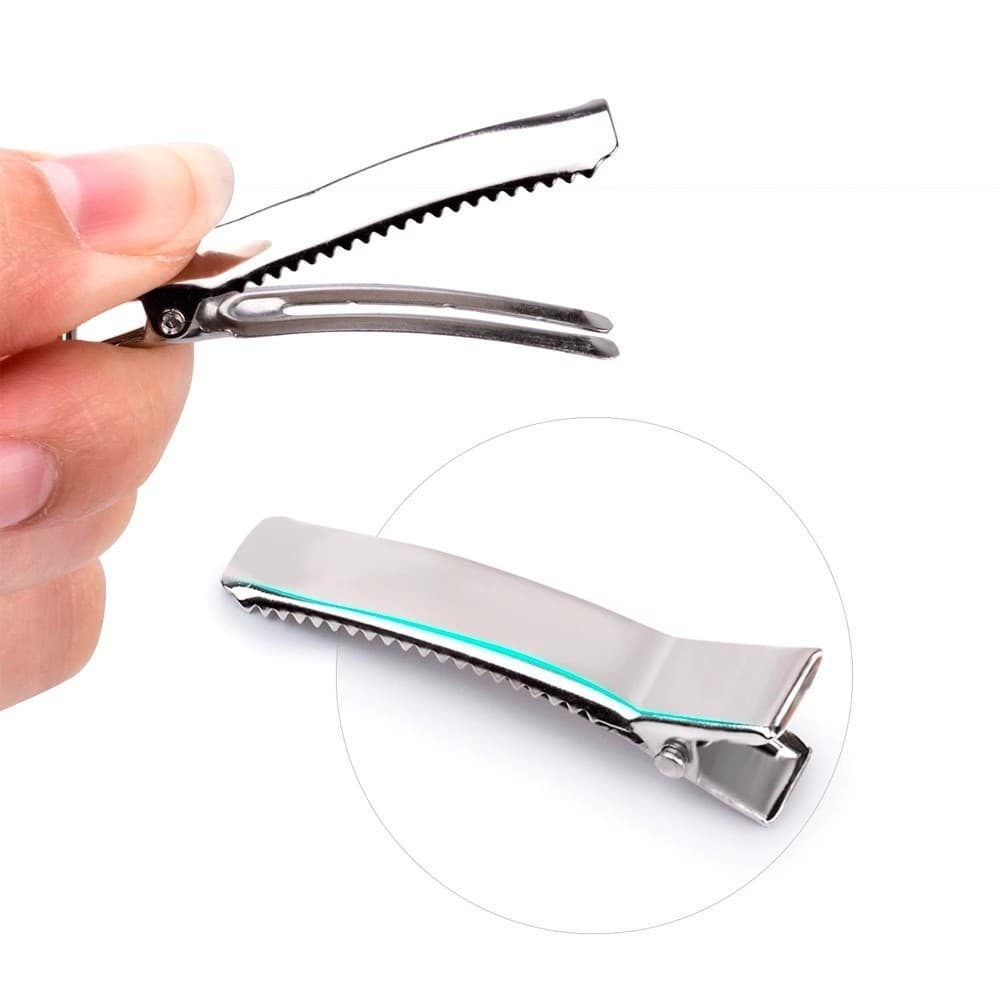 Bico de Pato Prata Reforçado 3,5cm 2 Garras Para Laços Cabelo - 50 Unidades a