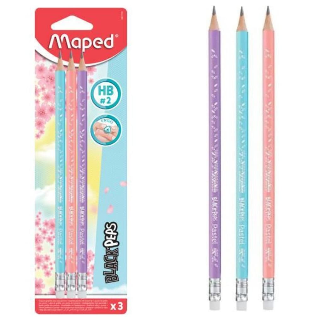 Lapis Grafite Hb Blackpeps Tons Pastel Borracha Maped 3 UN