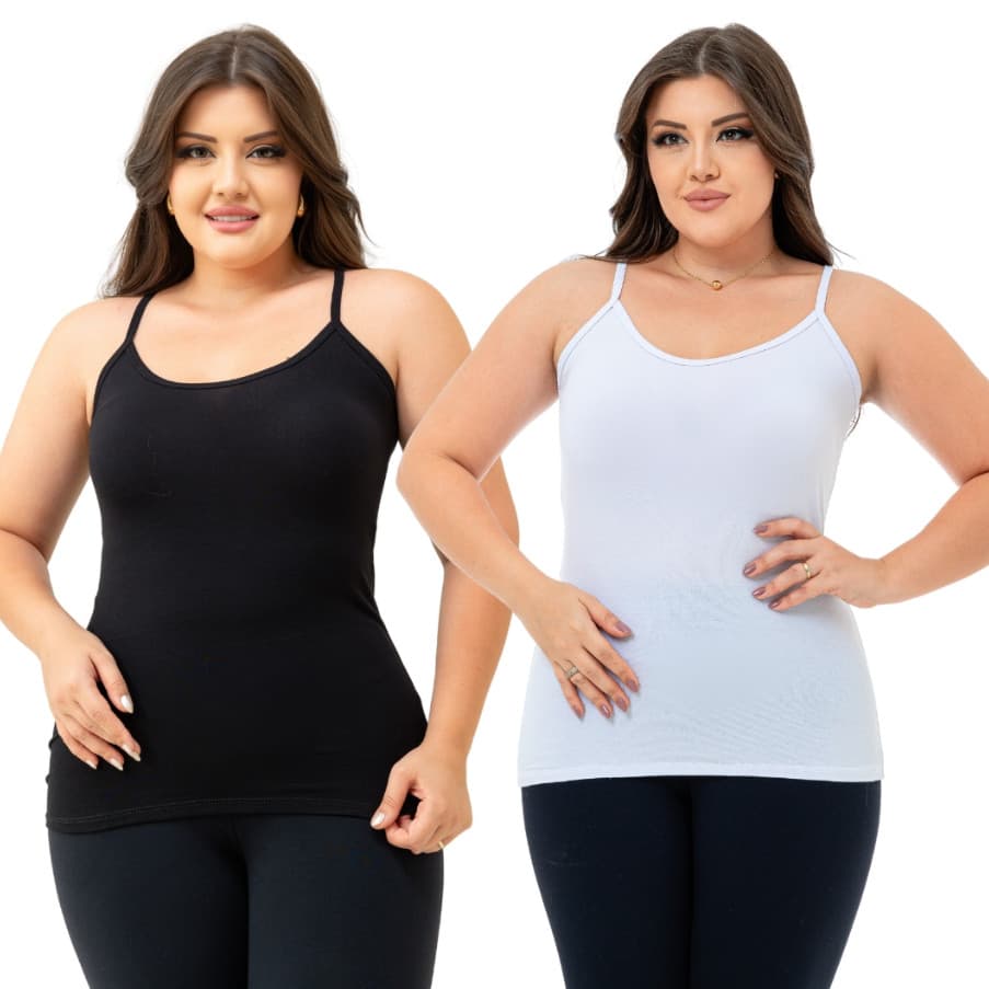 Kit 2 ou 1 Regatas Alça Fina Femininas Lisas Viscolycra Confortáveis e Elegantes para Uso Diário