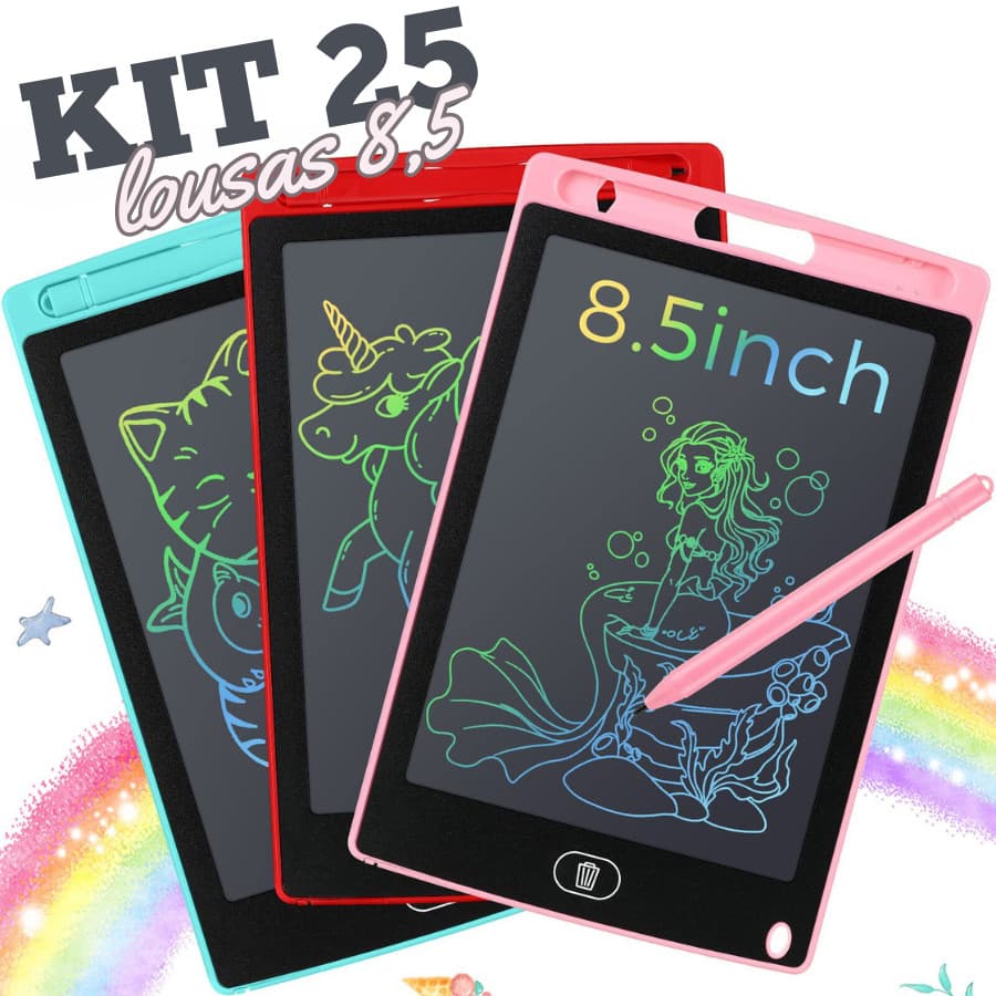 25 Lousas Magica Tablet Lcd 8.5 Polegadas Escrever Pintar e Desenhar