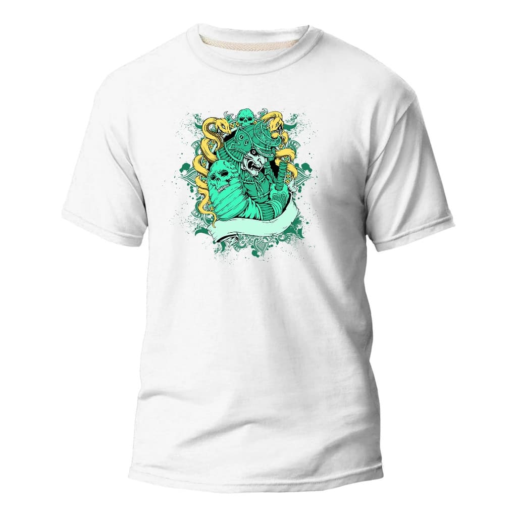 Camiseta Básica Algodão Premium Estampa Digital Samurai Mamu