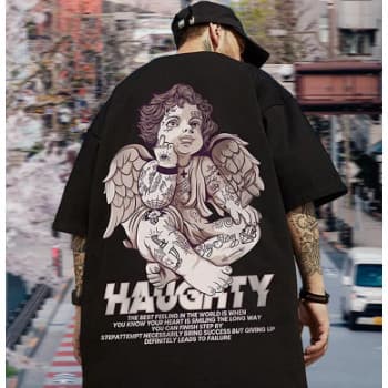 Camiseta Anjo Tatuado Dedo Moda Streetwear Camisa