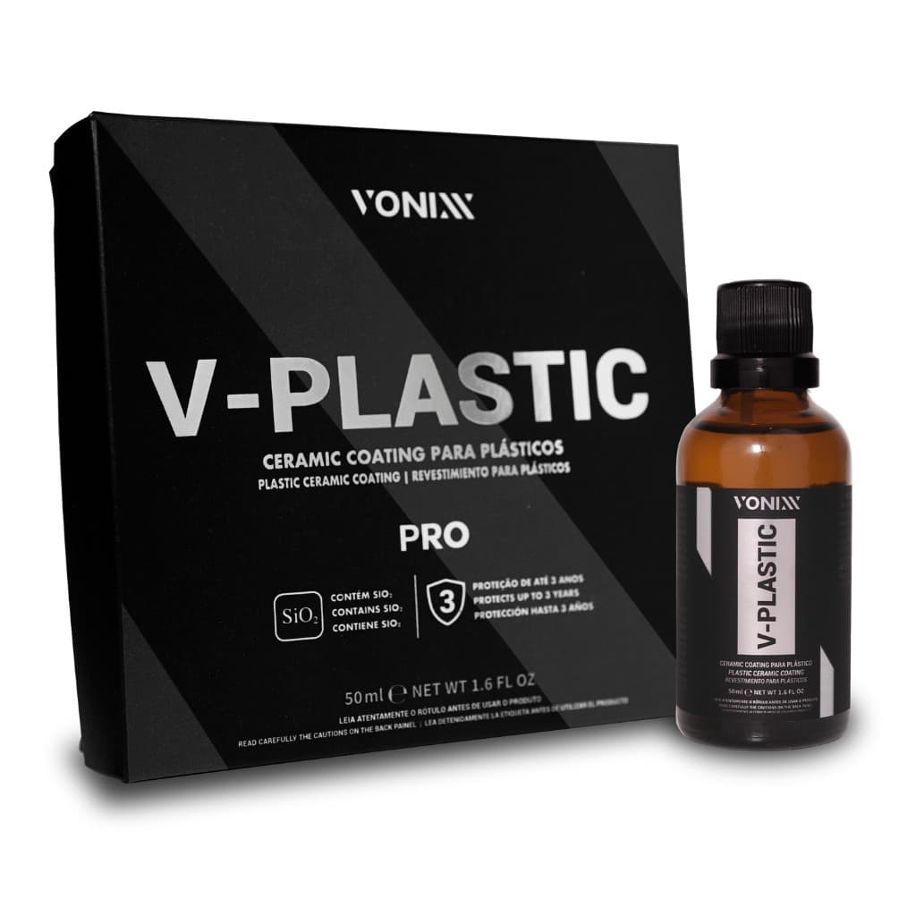Vitrificador Plasticos Automotivos V-Plastic Pro 50mL Vonixx Renova e Restaura Plásticos