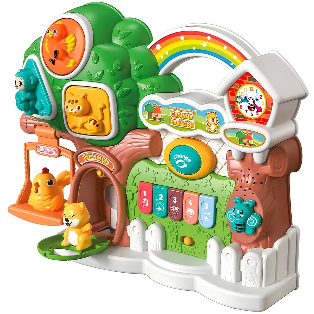 Casinha Paradise Brinquedo Educativo Com Sons de Animais E Teclado Musical DM Toys