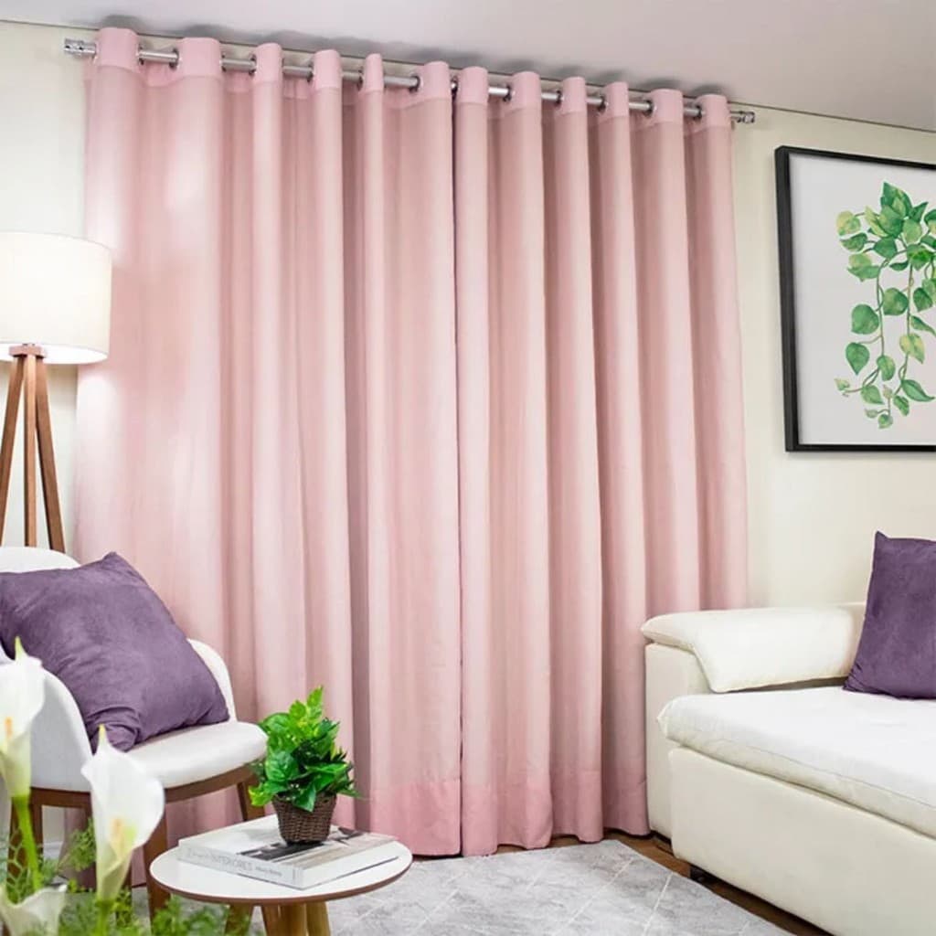 Cortina Rosa / Rose Voil Gaze de Linho com Blackout 70% em Luxo