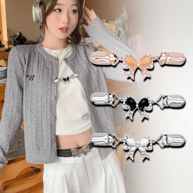 Yuanyuan Luz Luxo Borboleta Liga Camisola Pinos Lenços De Seda Cardigan Botão Camisa Colar Clipe Anti-Feixe Apertado Bra