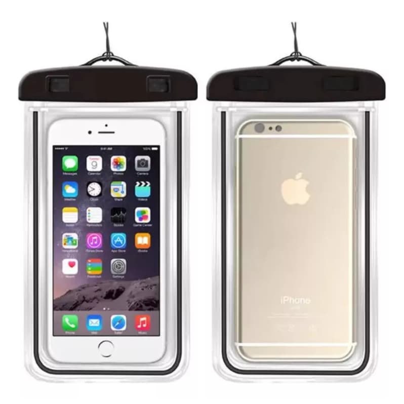 2 Capa Celular Bolsa Case A Prova D'água Transparente Cor Preto Universal Praia Piscina Viajar Promoção