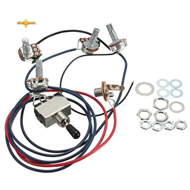 Lp Captadores De Guitarra Elétrica Kit Cablagem 2T2V 500K Potes Interruptor De 3 Vias Com Jack Para Duplo Humbucker Les