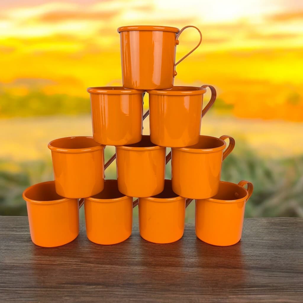 Kit 10 Caneca Copo Moscow Mule Alumínio Cor Laranja 250ml - Festa, Aniversários ou Casamentos