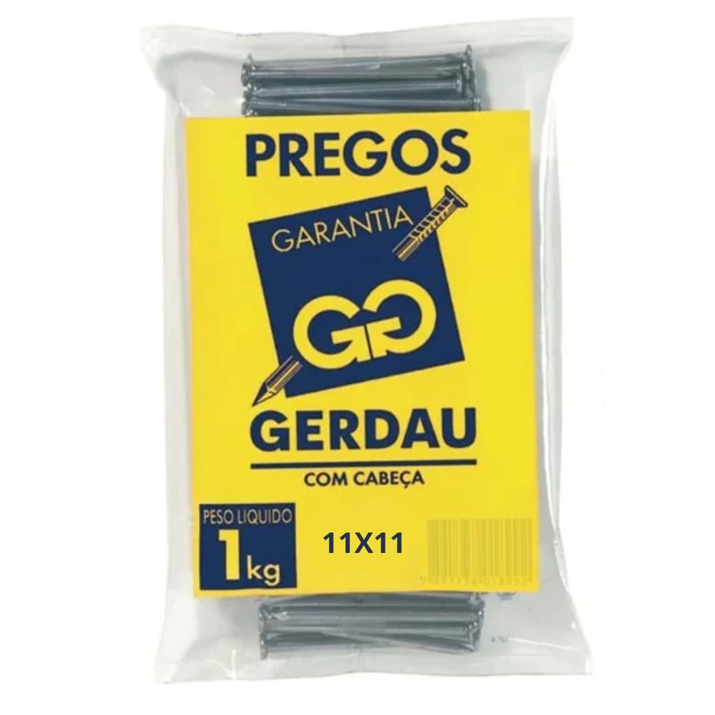 Prego com Cabeça Polido 11x11 1kg Fixação Segura para Marcenaria Construção e Reparos