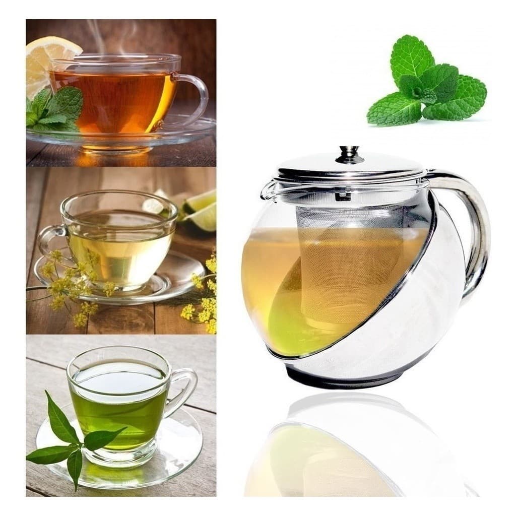 Bule de Chá de Vidro com Infusor de Aço Inox Chaleira com Filtro Coador para Chá Ervas e Infusão 700/800 ML