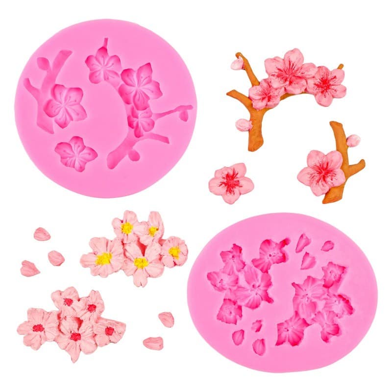 Flor De Pêssego Decorada Sílica Gel Molde Gotejamento Cola Argila Macia Chocolate Açúcar