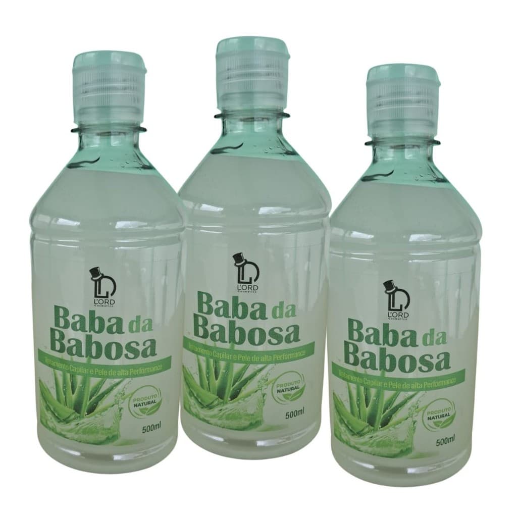 Kit com 3 (três) Baba da Babosa (Aloe Vera) 500ml Tratamento Cabelos e Pele Alta Performance Lord Cosmetics