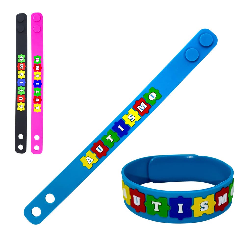 Pulseira Ajustável Para Autismo Autistas Letras Coloridas