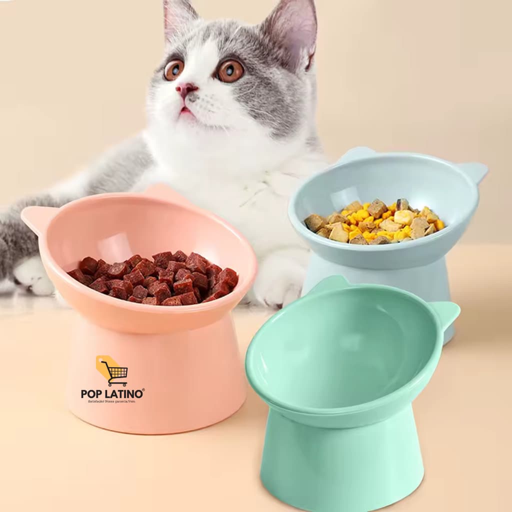 Comedouro Bebedouro Elevado Inclinado Alto Ergonômico Pet Gatos Cães Cachorro - Pet shop