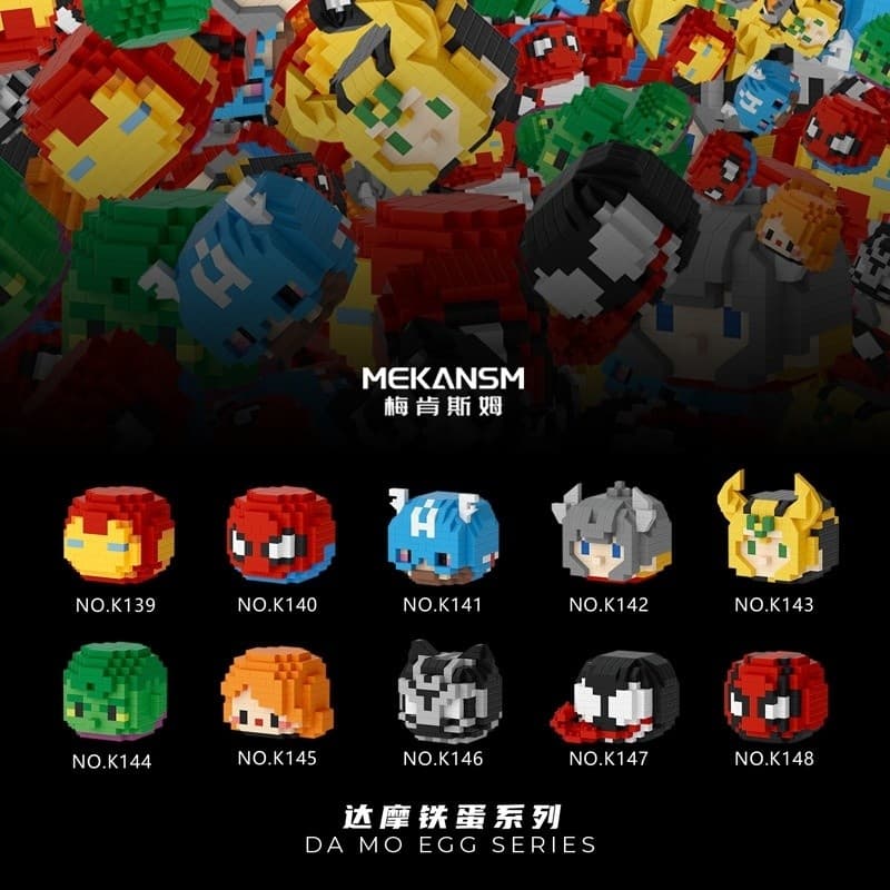 MEKANSM Daruma Egg/Iron Egg Blocos de Construção de Micropartículas Estilo Homem de Ferro + Modelo de Montagem de Animai