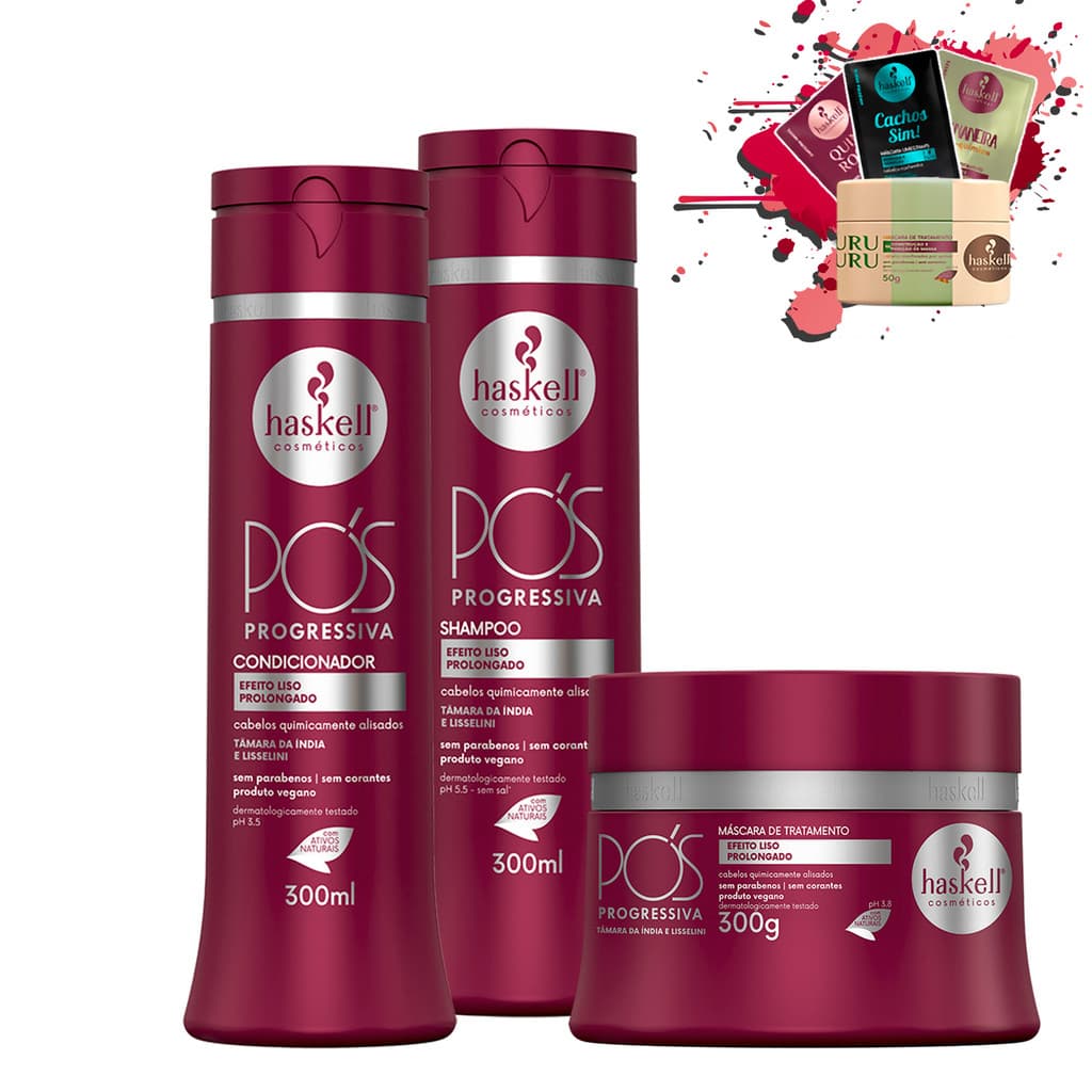 Kit Haskell Pos Progressiva Sh + Cond Mascara 300g