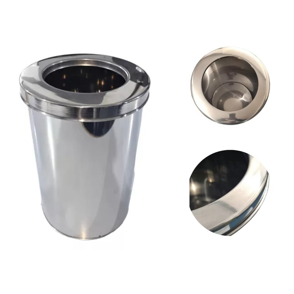 Lixeira em aço inox 3 A 50 litros com tampa aro.