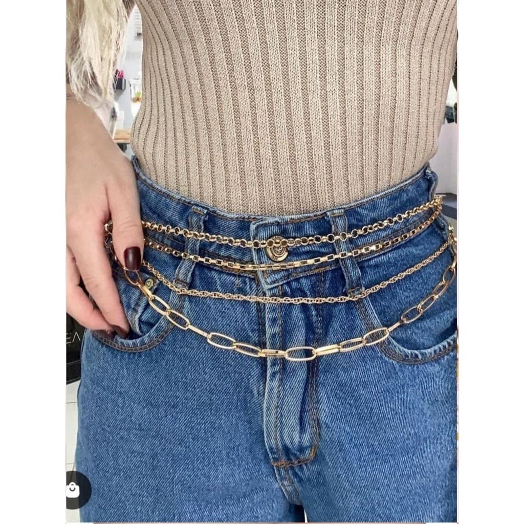 Cintos Feminino Com 4 Corrente dourado e prata De Metal importado 2023