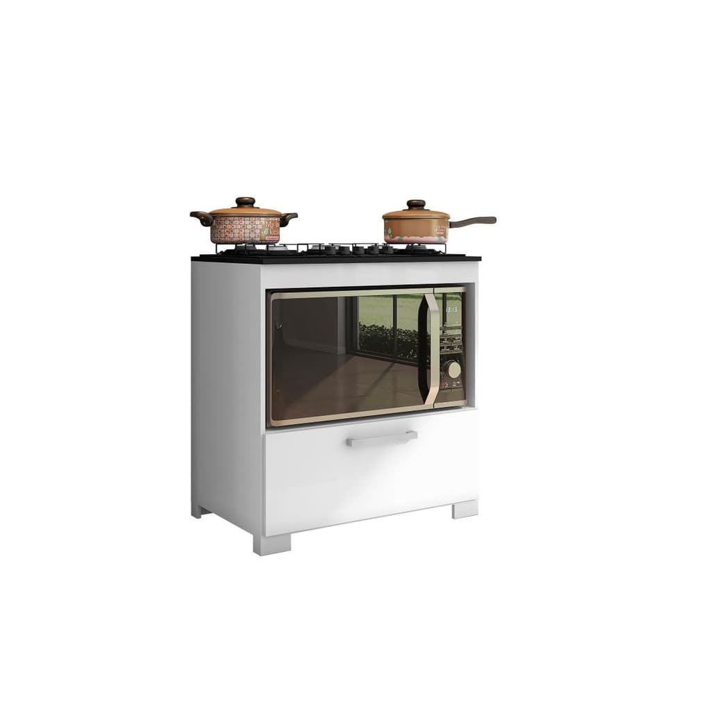 Balcão Para Cooktop E Forno Elétrico 4 Bocas 1 Porta Branco