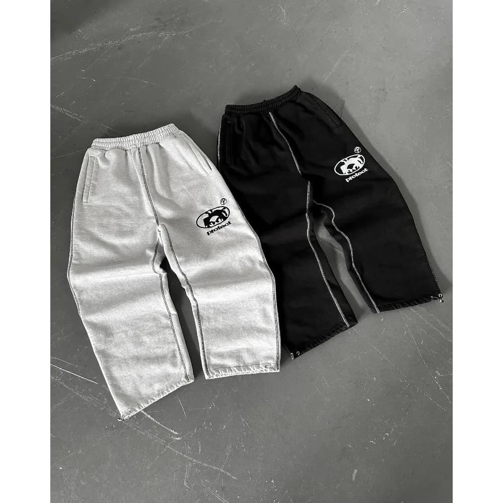 Americano Retro Bordado Carta Padrão Sweatpants Masculino Y2K Rua Hip Hop Solto Moda Casual Cintura Alta Feminino