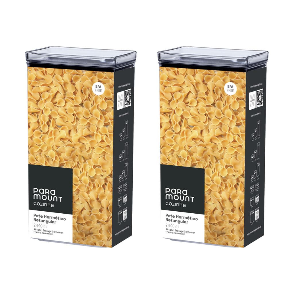 Kit 2 Potes Herméticos Acrílico Multiuso 2,6 L Armazenamento
