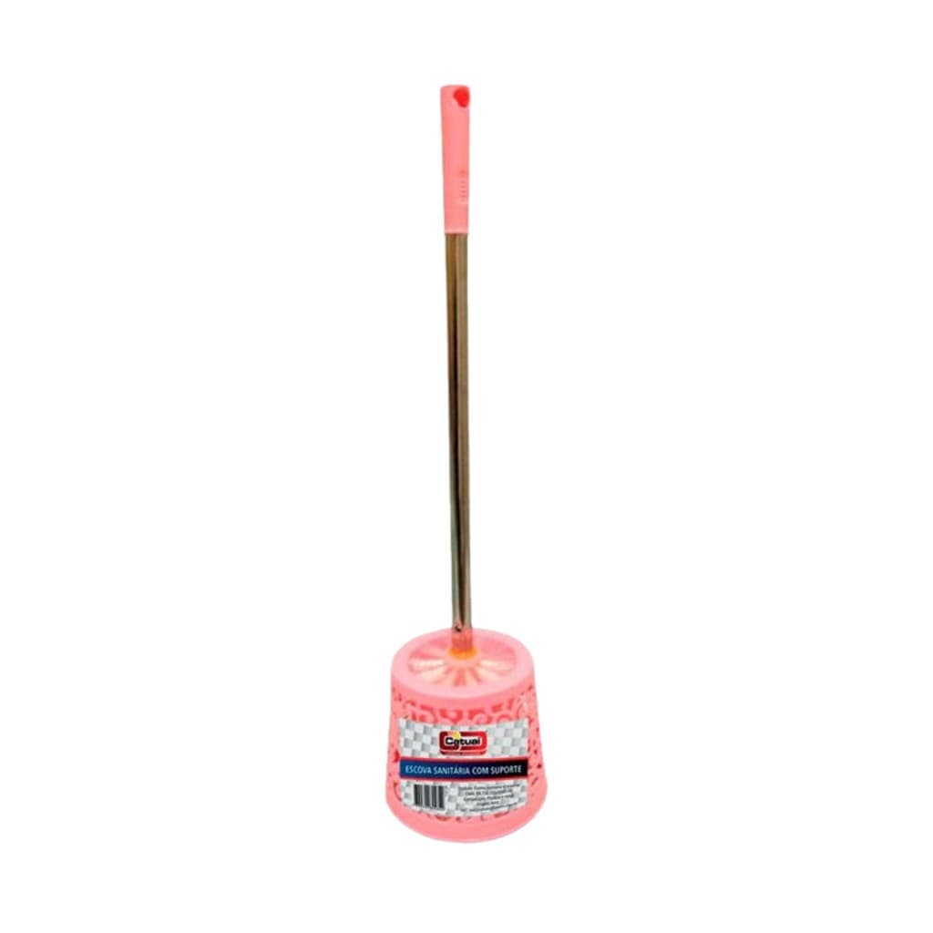 Escova Sanitária Banheiro Cabo Inox Rattan Com Suporte 51cm